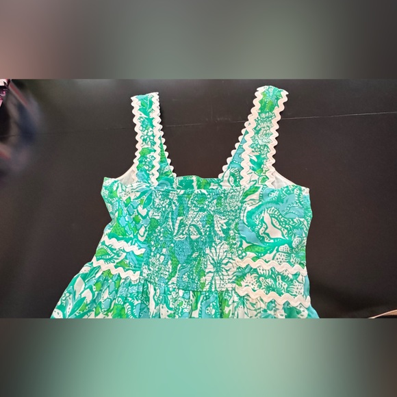 Lilly Pulitzer Pollie Cotton Midi Dress in Botanical Green Safari Print. - Picture 9 of 13